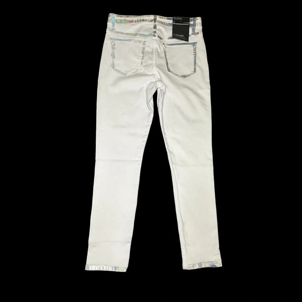 Joe's "The Charlie" High Rise Skinny Ankle in White with Silver Metallic Sz:30 - Picture 5 of 11